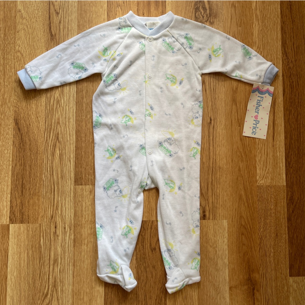 Vintage 1985 Fisher-Price Baby Footie Pajamas with Sheep Print